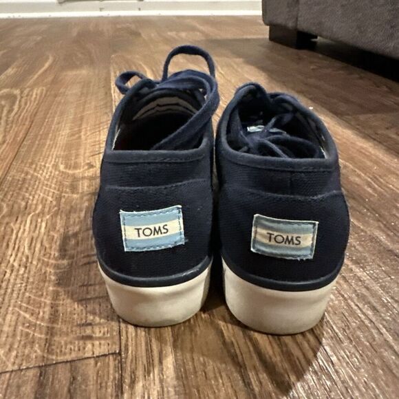 Toms Cordones Boardwalk Platform Sneakers Womens Lace Up Size 7.5 Navy Blue - Picture 5 of 8